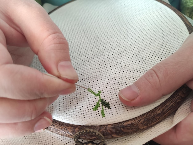 haft ręczny z bliska